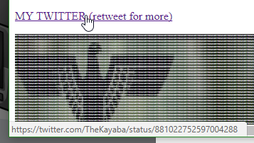Twitter link on totallyhighlife.com that says 'My Twitter' and links to twitter user TheKayaba